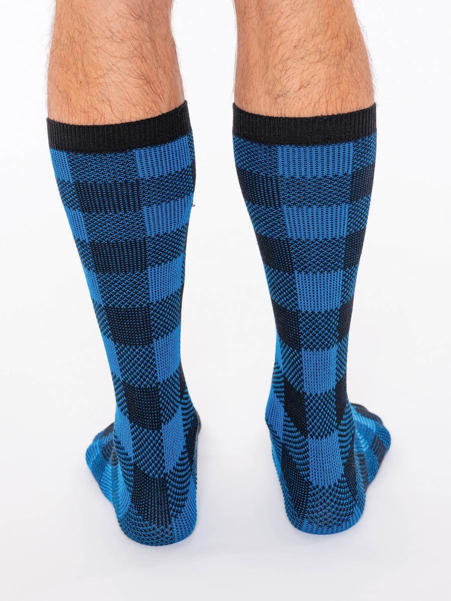 FK SPORT HIGH CALF PLAID SOCK BLUE - FullKit.com