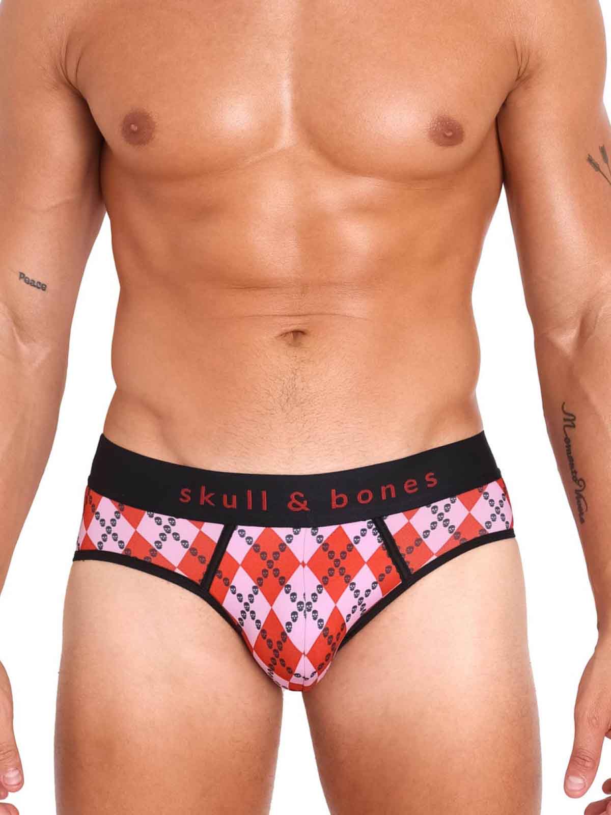 SKULL AND BONES SKULL ARGYLE RED BRIEF - FullKit.com