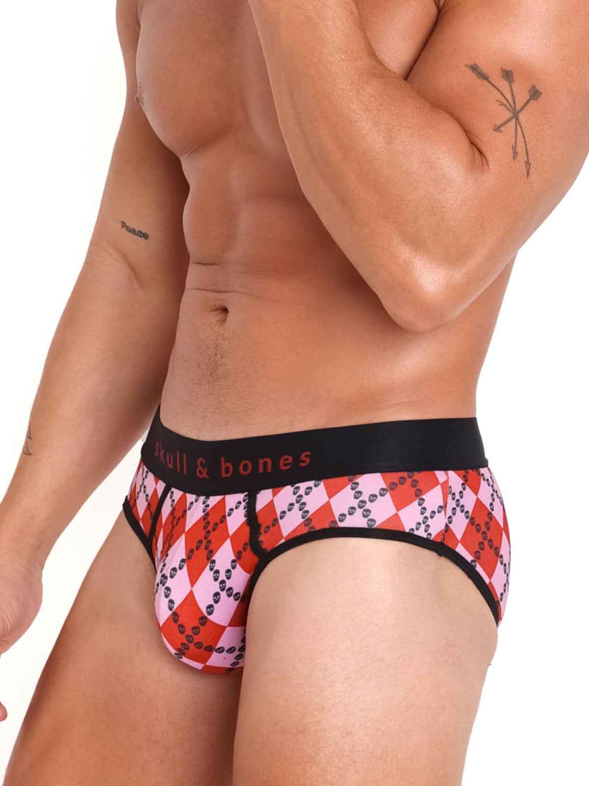 SKULL AND BONES SKULL ARGYLE RED BRIEF - FullKit.com