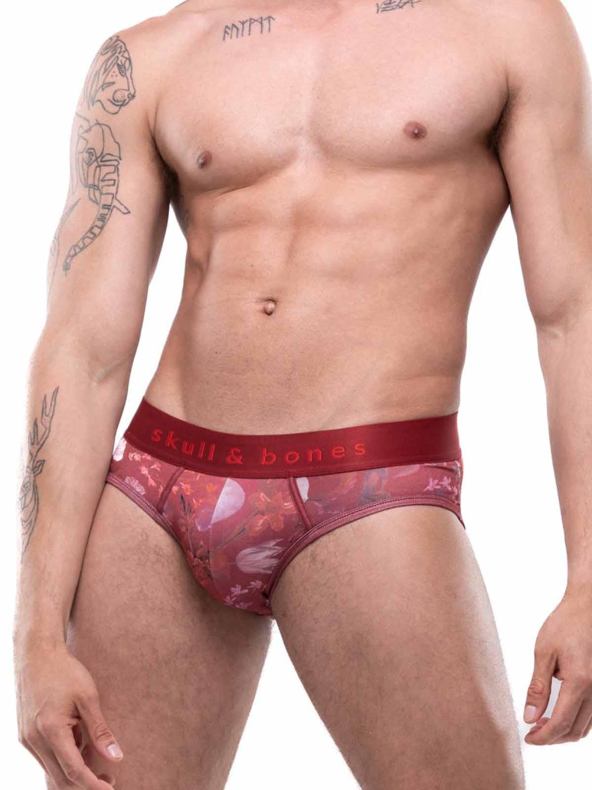 SKULL AND BONES DUTCH FLORAL RED BRIEF 