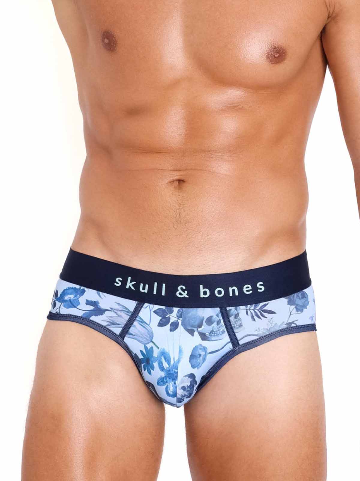 SKULL AND BONES HAND PAINTED DUTCH FLORAL BRIEF SKY - FullKit.com