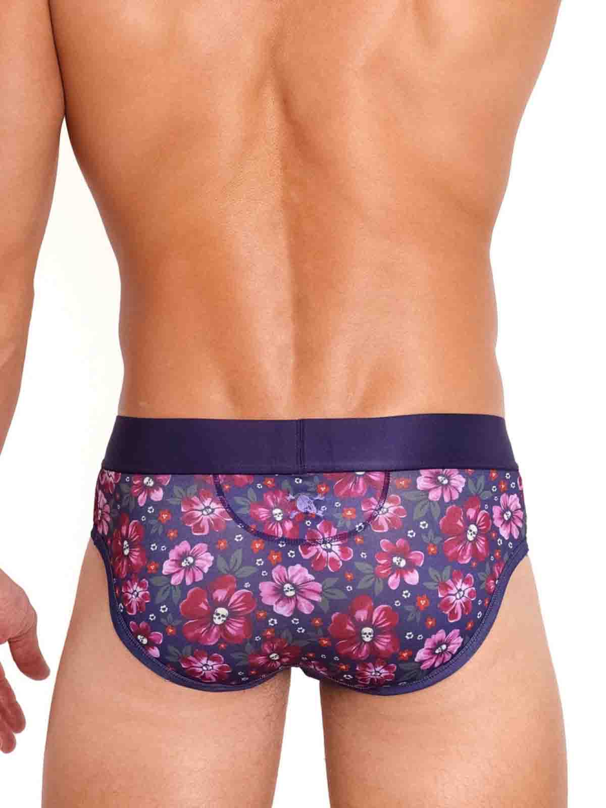 SKULL AND BONES MAROON FLORAL BRIEF  - FullKit.com