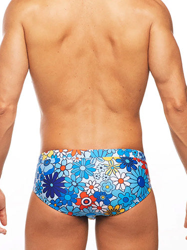 Tribe Swim Brief Botanical Blue Orange - Fullkit.com