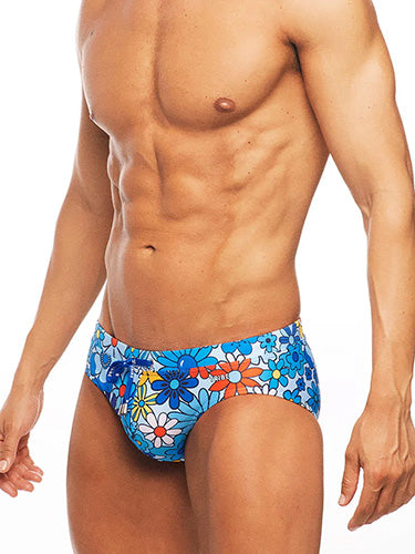 Tribe Swim Brief Botanical Blue Orange - Fullkit.com