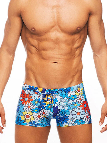 Tribe Swim Trunk Botanical Blue Orange - fullkit.com