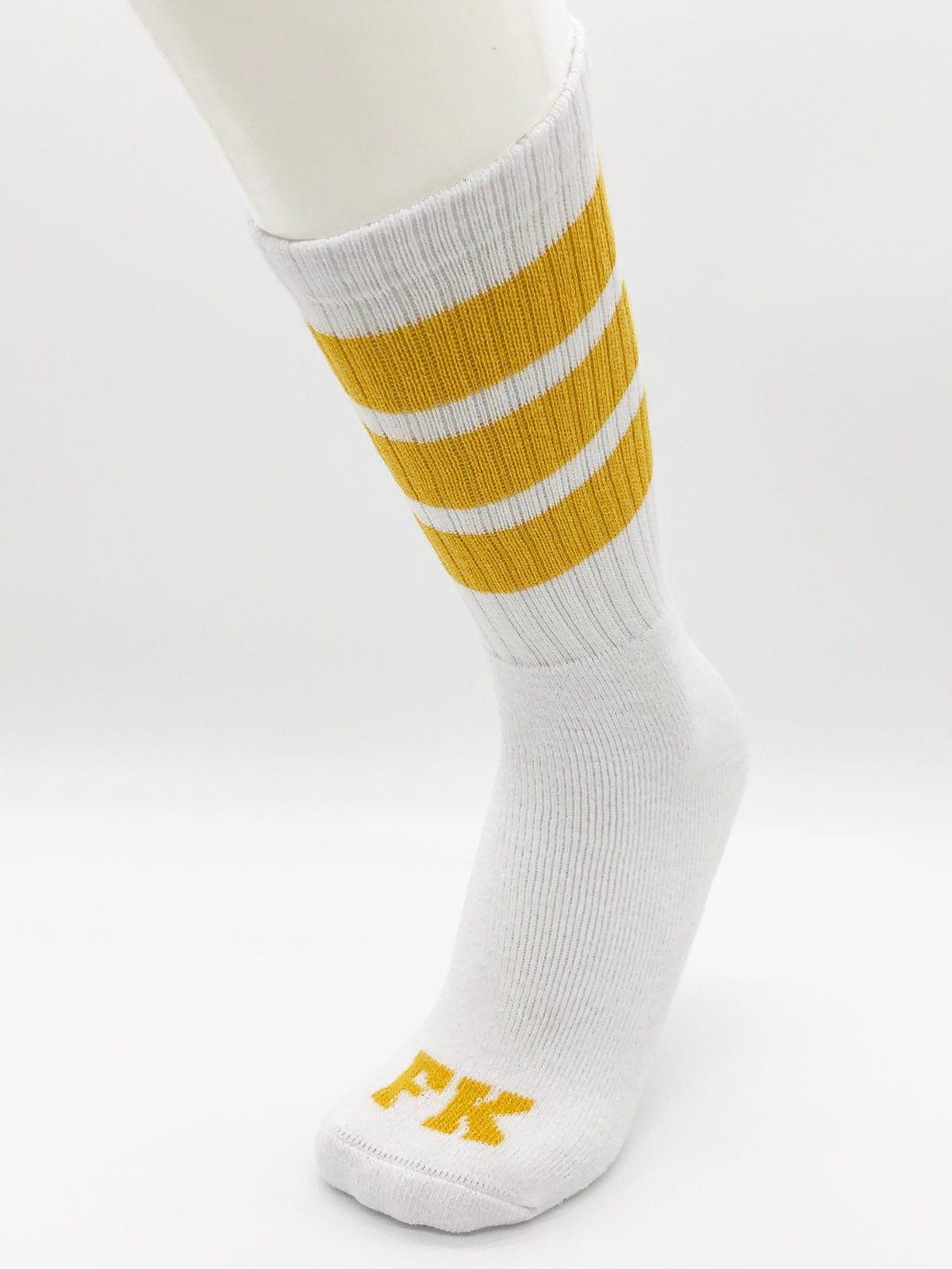 FK SPORT WHITE HIGH CALF TUBE SOCK GOLD - FullKit.com