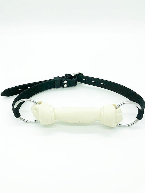 SILICONE LOCKING RAWHIDE BONE GAG - WHITE - FullKit.com
