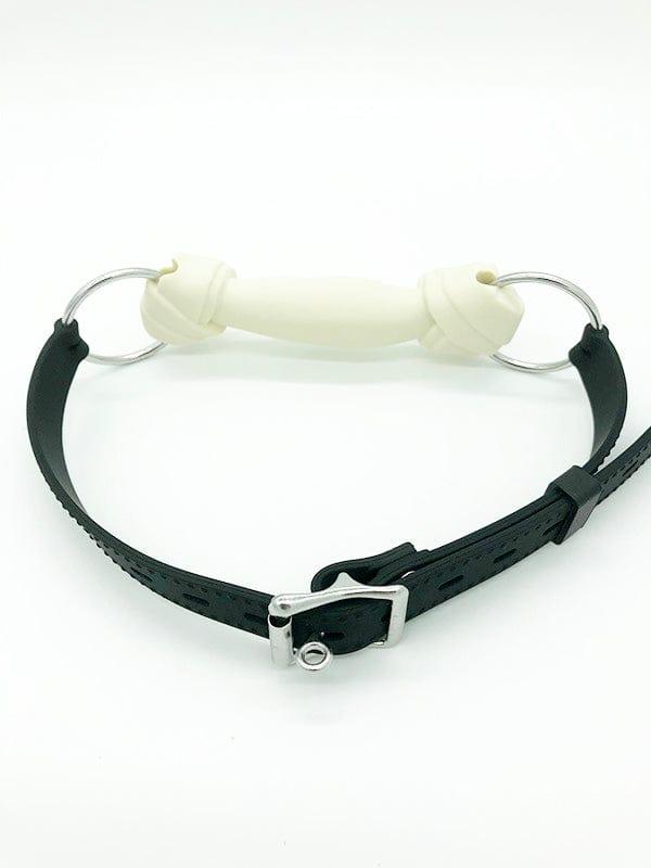 SILICONE LOCKING RAWHIDE BONE GAG - WHITE - FullKit.com