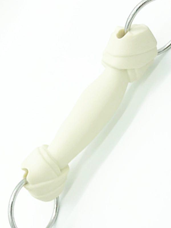 SILICONE LOCKING RAWHIDE BONE GAG - WHITE - FullKit.com