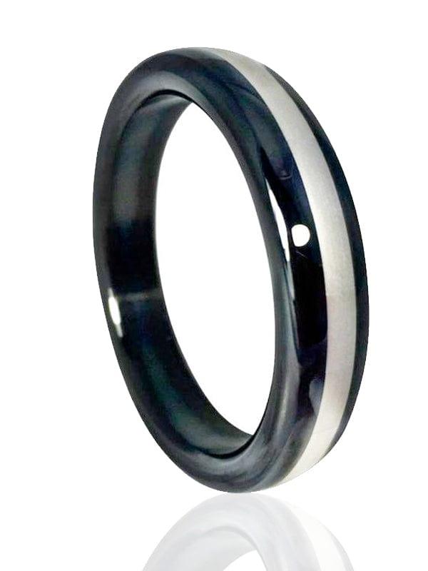 BLACK STAINLESS STEEL C-RING WITH STAINLESS CONTRAST BAND - FullKit.com